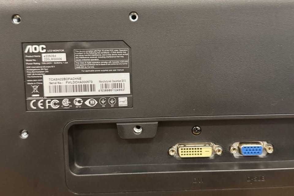 Monitor AOC e2250Sd (22" / LED / HD+ / Disp. Mat / DVI ; VGA)