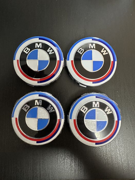 Capace jante BMW 68mm albastru alb negru aniversare
