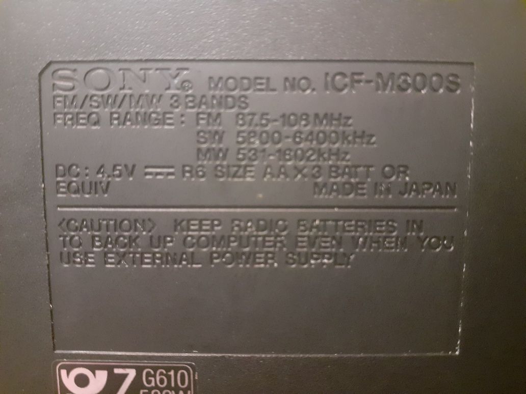 Radio SONY model ICF-M300S