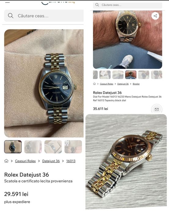 Ceas Rolex Datejust 36,Aur 18K+Otel,referință 1601,automat