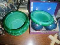 Bol verde de malachit, bilete chinezesti antistress, oua lapislazuli,