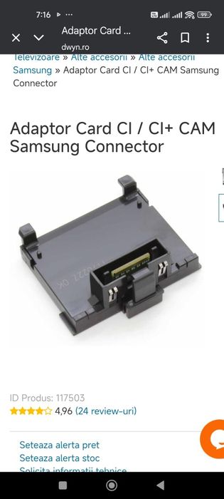 Adaptor CI+ Samsung Common interface 5v  decodare canale Digi, Vodafon