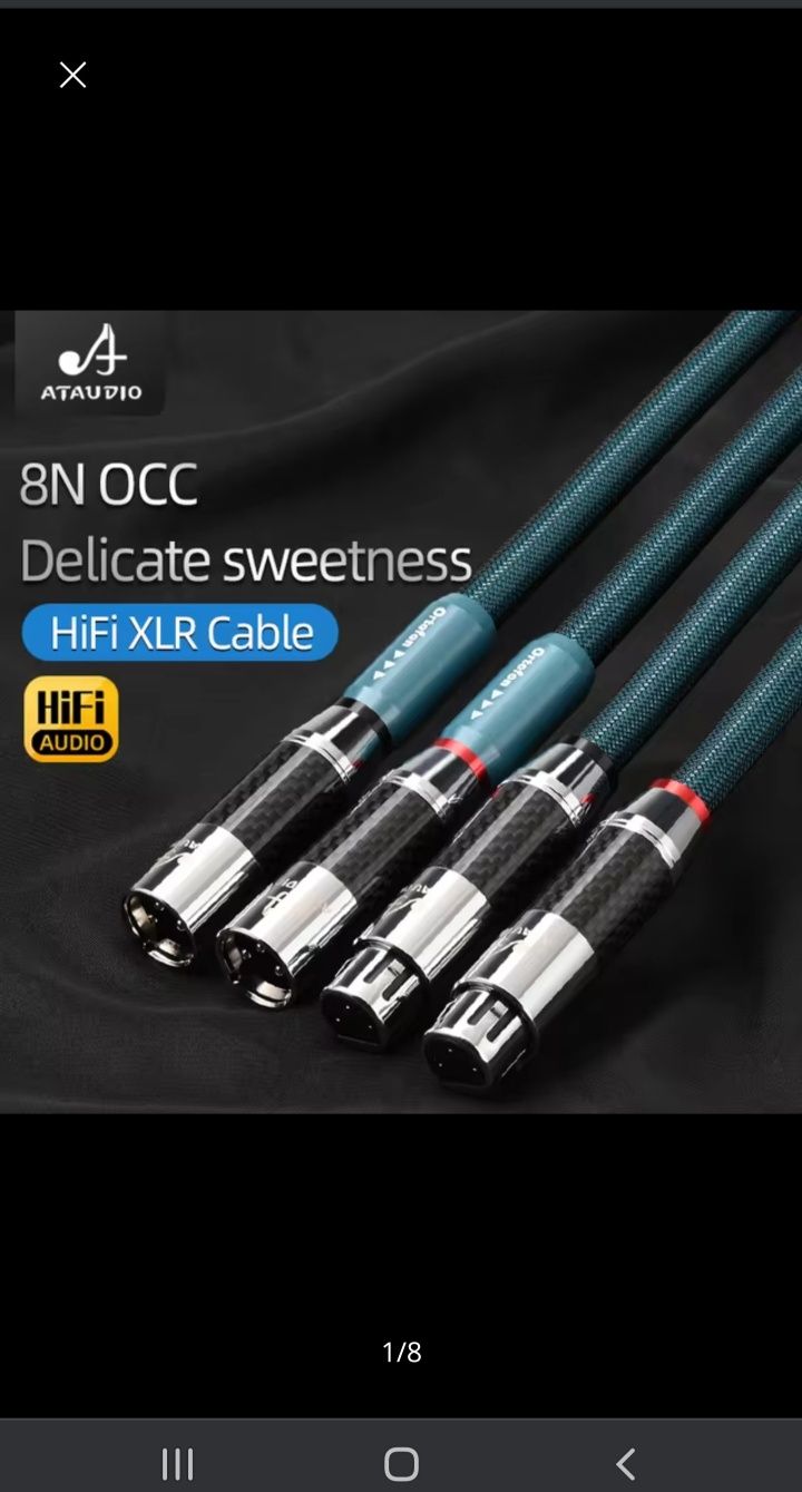 Cabluri audio Ortofon HiFi XLR Hi-end 8N OCC placate cu argint