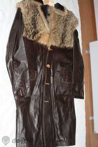 Дълго мъжко кожено яке от естествена кожа