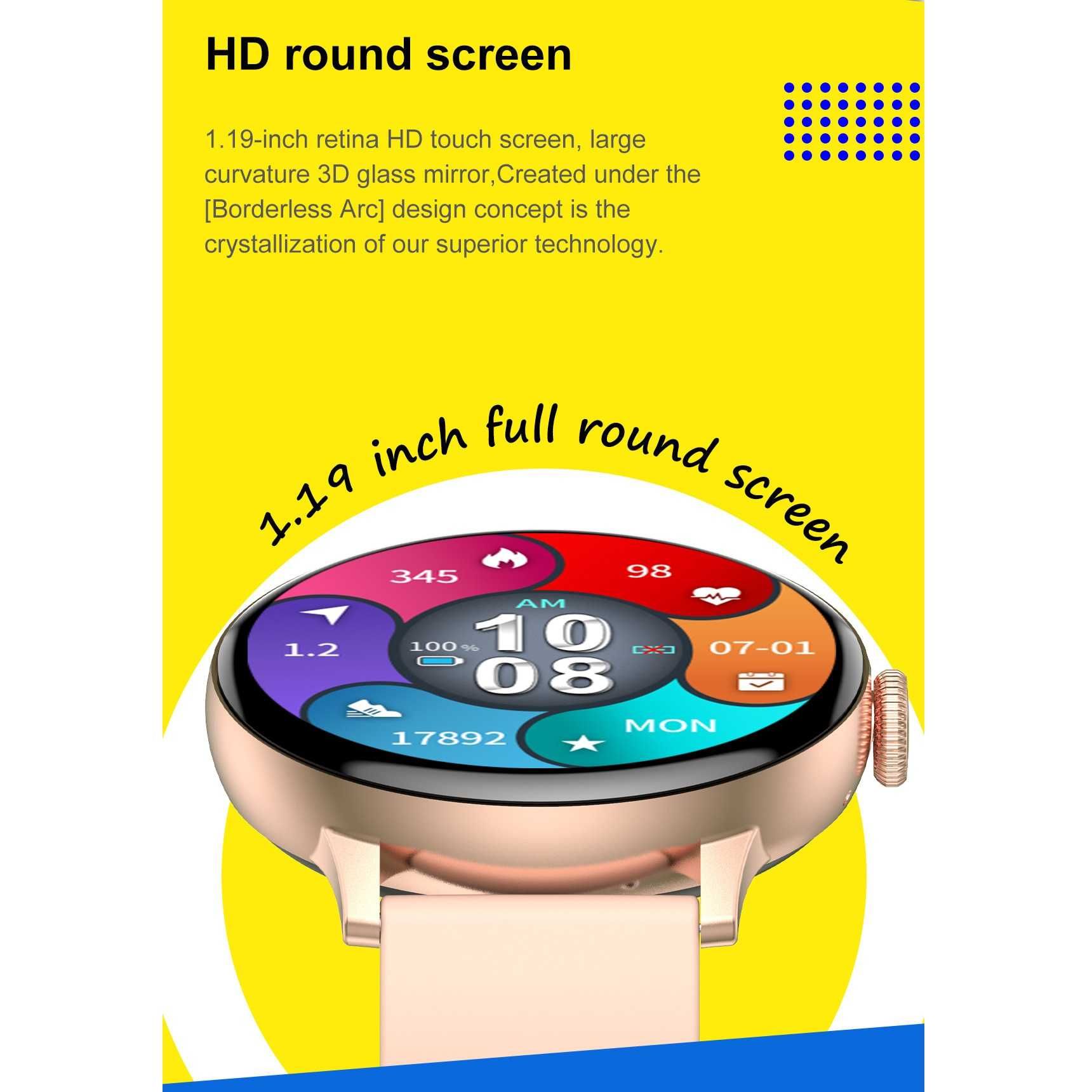 Смарт часовник STELS DT22, Водоустойчив IP68, 1.19 инчов HD Full touch