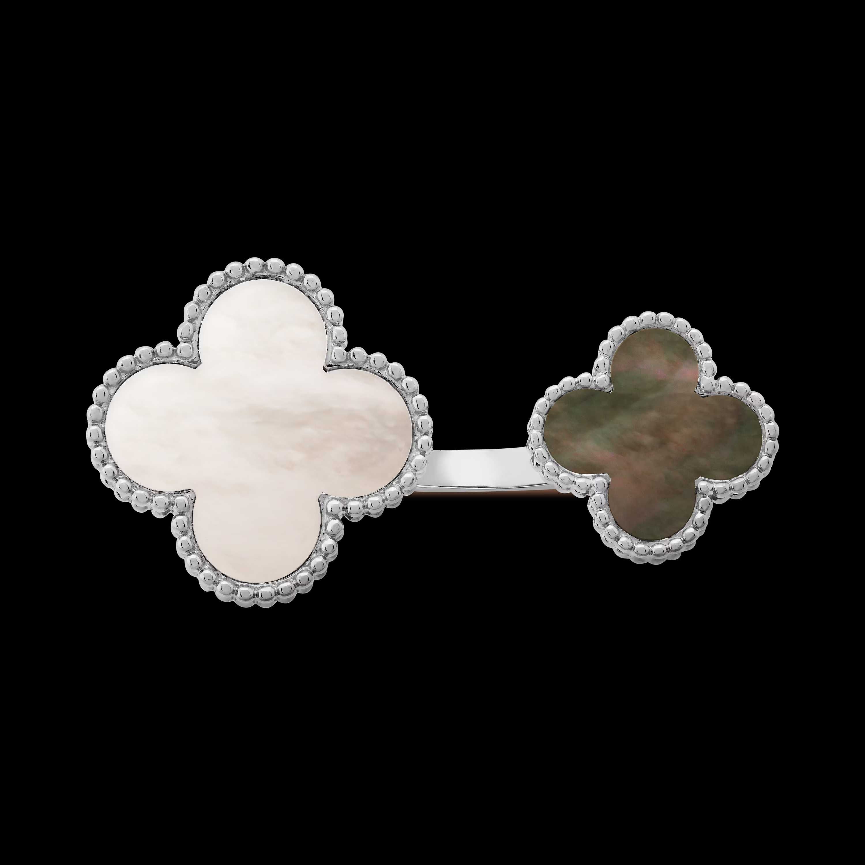 Van Cleef & Arpels VCA Silver Grey Mother Magic Clovers Дамски Пръстен