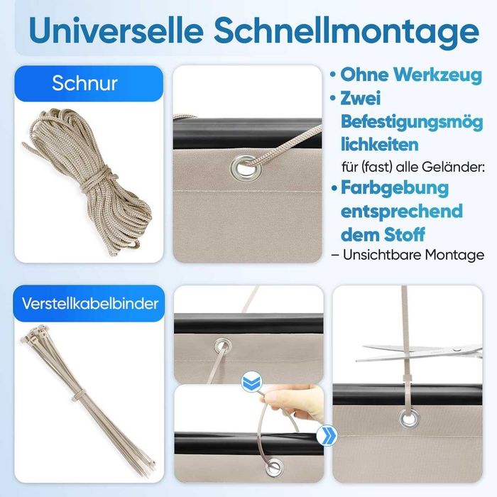 НОВА! Плътна преграда за балкон 1.2 х 6 м, защита от вятър и UV