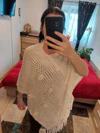 Poncho elegant alb