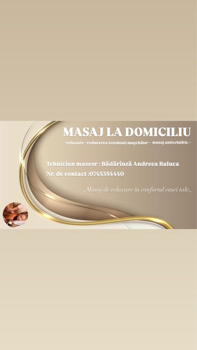 Masaj la domiciliu ,doar pentru persoanele de gen feminin