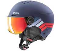 Casca uvex Rocket Junior Visor navy/red stripes matt