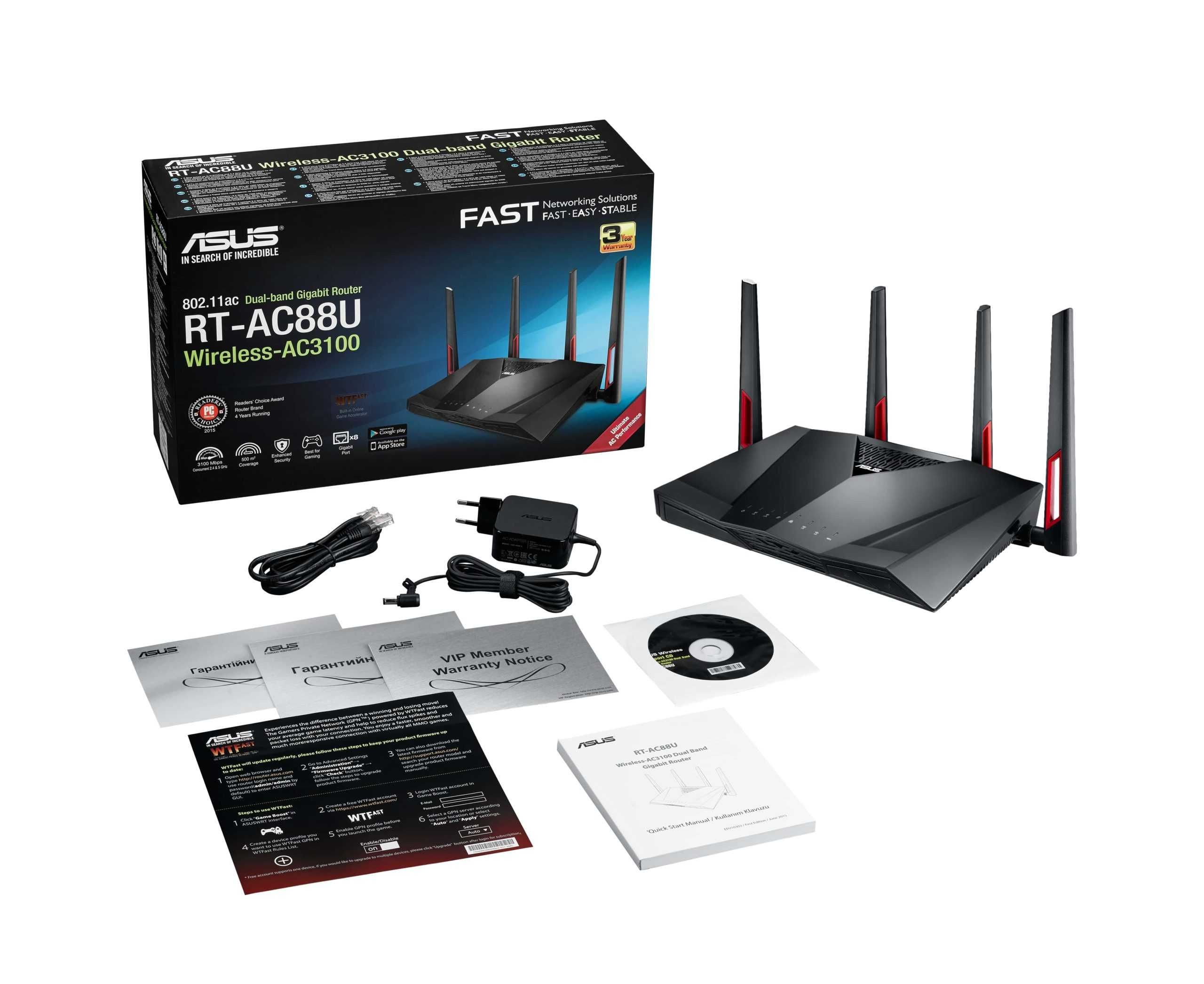 Router Wireless Gigabit ASUS RT-AC88U AC3100 Vpn Nou garantie Sigiliu