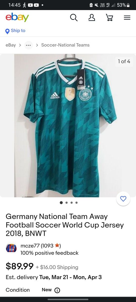 Vând Away Jersey Adidas Germany World Cup Russia 2018, Size M