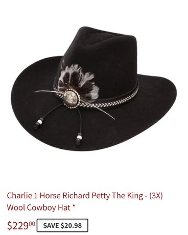 Palarie cowboy Richard Petty The King signature series colectie