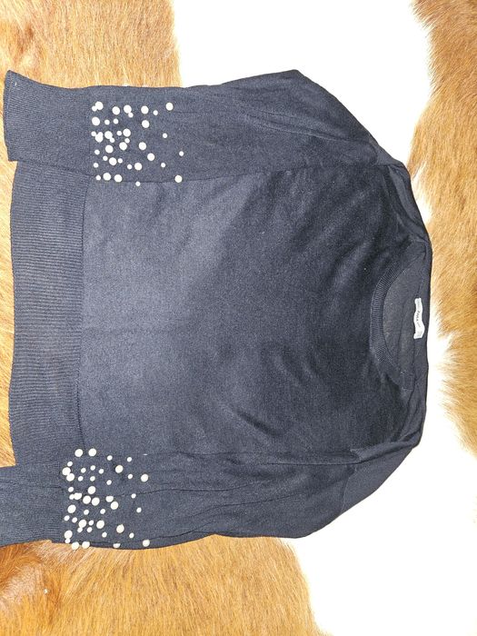 Vand pulover tricotat Zara S/M bleumarin cu perle