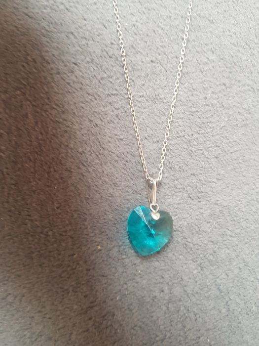 Lant de argint 925 Italy,pandantiv piatra turcoaz inima,deosebit,super