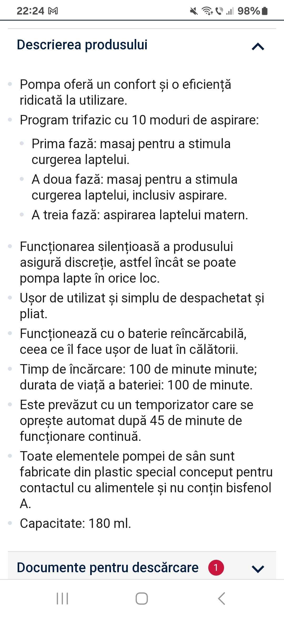 Pompa pentru alaptare Babyono, Natural Nursing