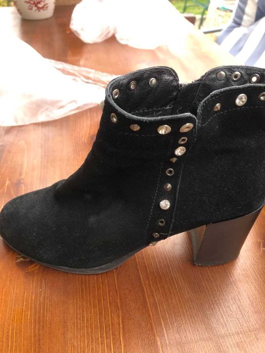 дамски боти 38  номер, естествена кожа - велур