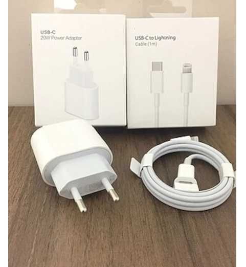 incarcator fast charge iPhone set adaptor 20w si cablu incarcare