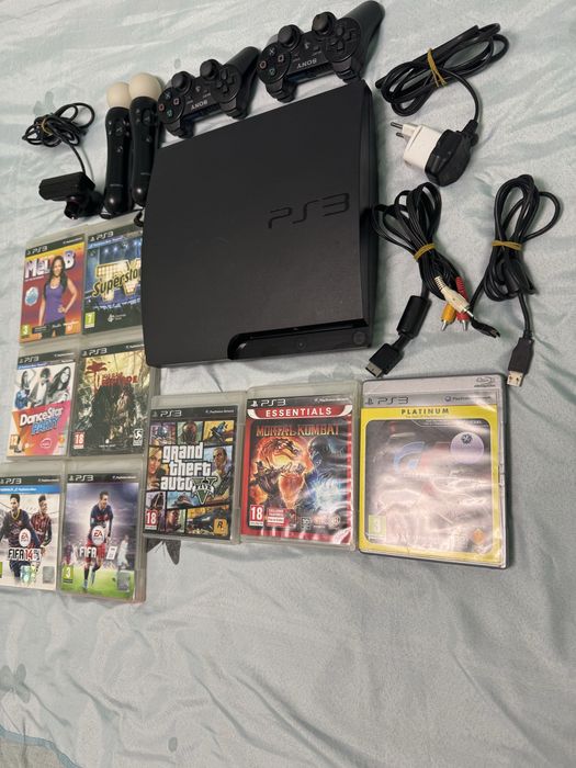PS3 + 9 jocuri + accesorii | Funcționează perfect