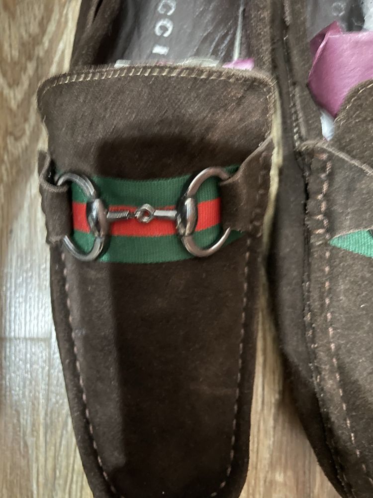 Mocasi piele intoarsa Gucci