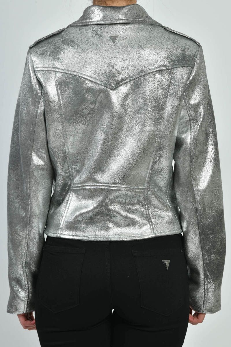 Geaca GUESS, Jacheta GUESS Scratched Foil, Geaca Biker, Marime (S)