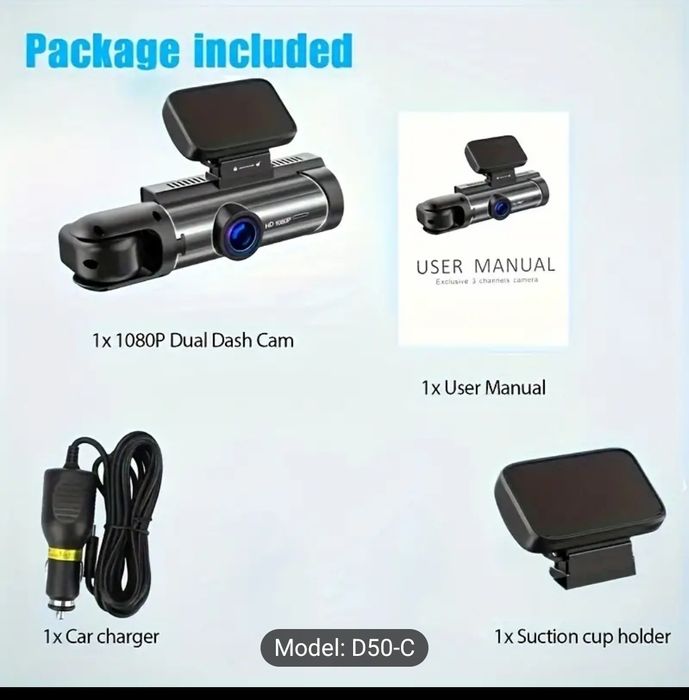 Cameră de bord frontală și interioară, Cameră de bord de 8,03 cm 1080P