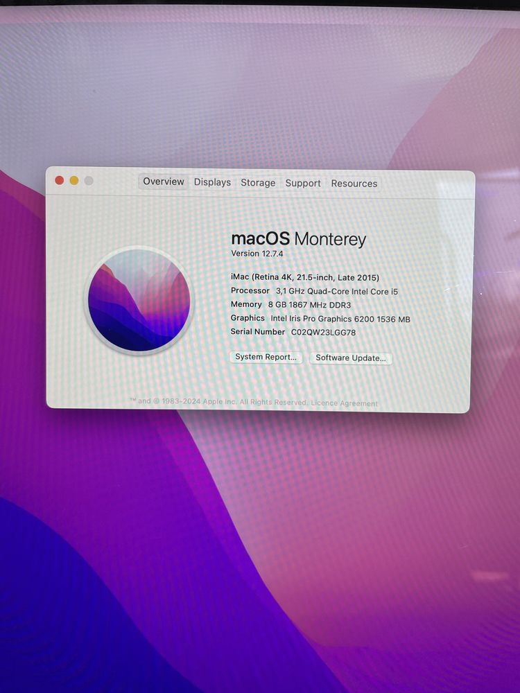 SSD iMac Retina 4K, 21.5 inch, Late 2015