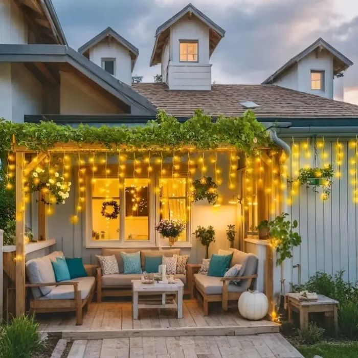 25Метра Висящи Коледни Лампи Тип ЗАВЕСА Екстериор/ Интериор Влагоу