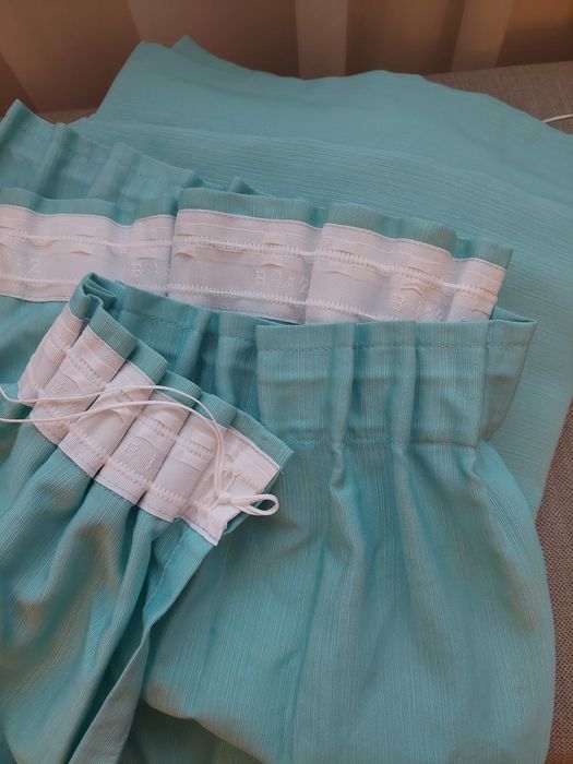 Set draperii + 2 fete de perna decorative turcoaz