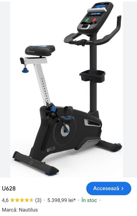 Bicicleta fitness Nautilus U628, volanta 13.6 kg, ergometru 25-400watt