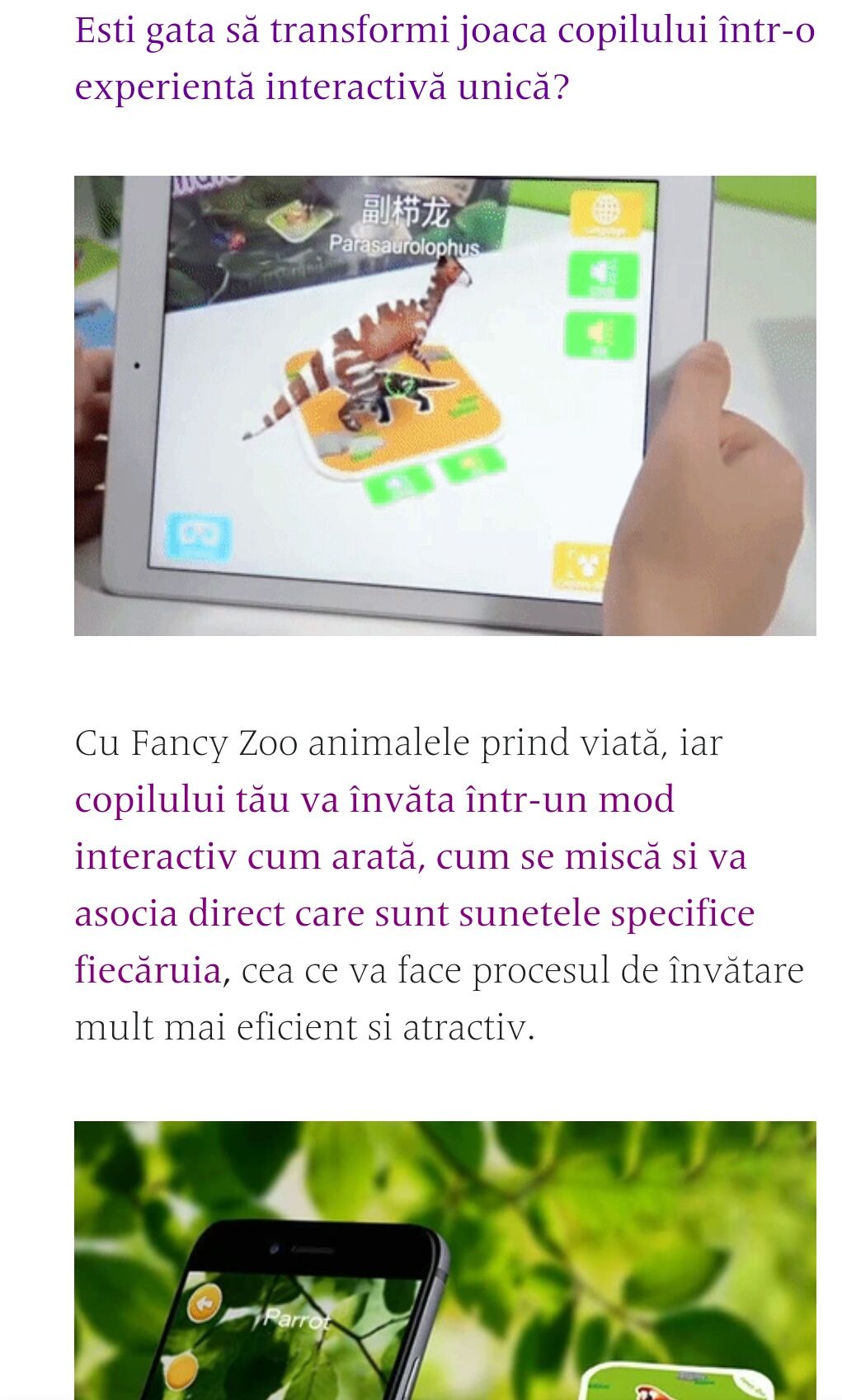 Pachet cartonase Zoo 4D - învătare interactivă