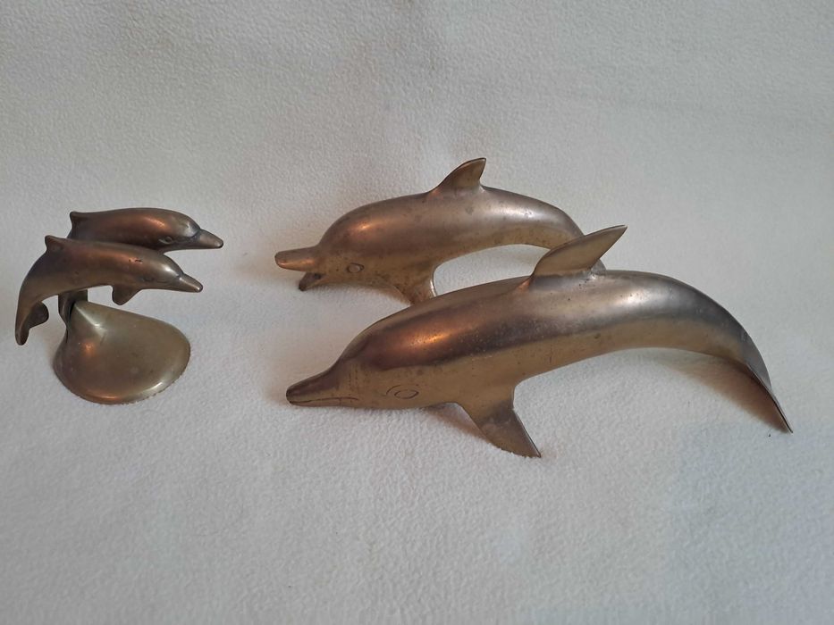 statueta figurina delfin bronz