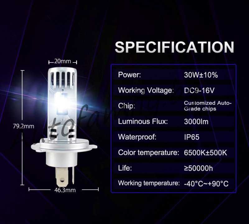 Ново! LED крушки 1:1 Original size H7 Fan 30W 6000Lm Aluminium 12V Х7