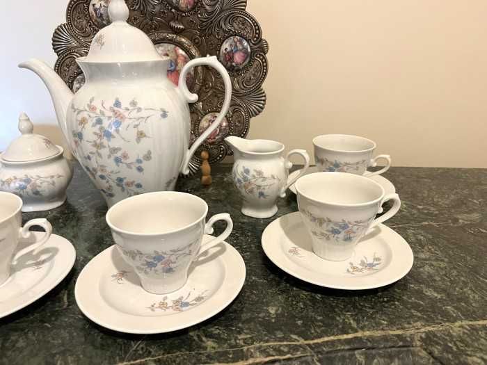 Elegant serviciu cafea-Seltmann Bavaria-Flori de primavara-Germania