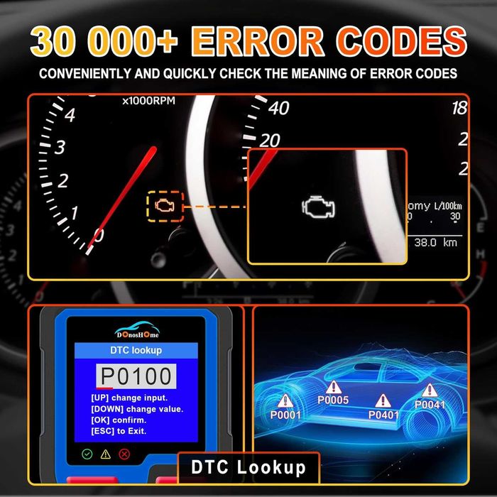 Диагностика за автомобили OBD2 DH300 от 2024г. DonosHome