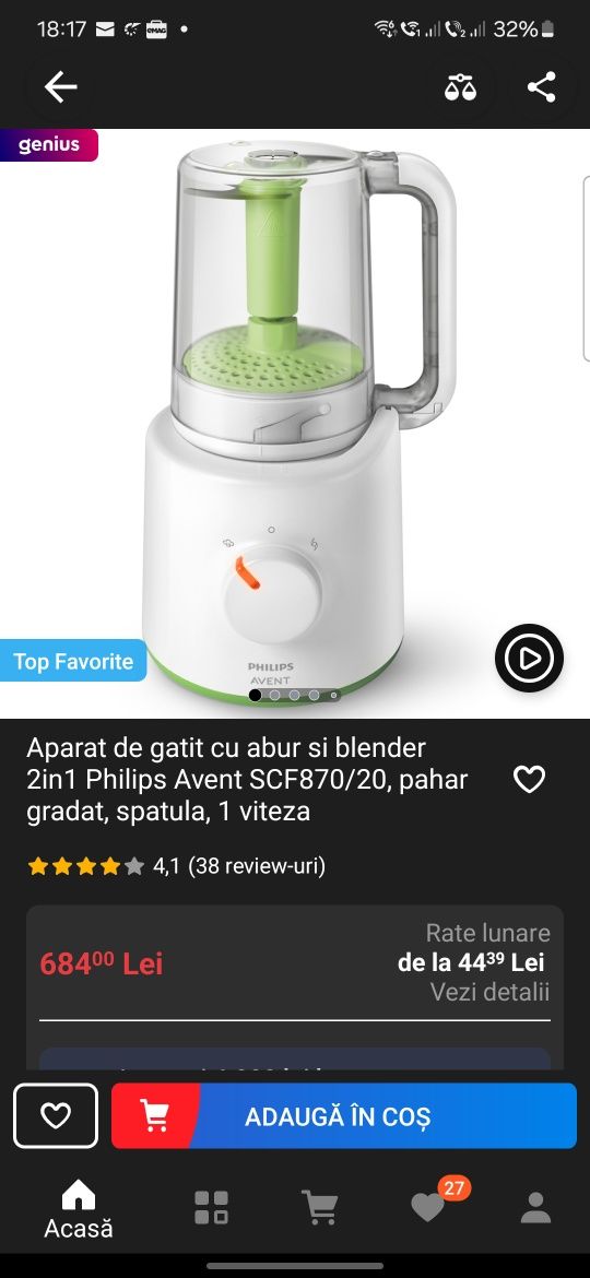 Aparat de gatit cu abur si blender 2in1 Philips Avent SCF870/20, pahar