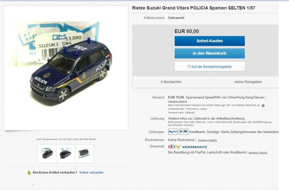 Suzuki Grand Vitara 1.9 DDiS by Rietze - automodel scara 1:87 Matchbox