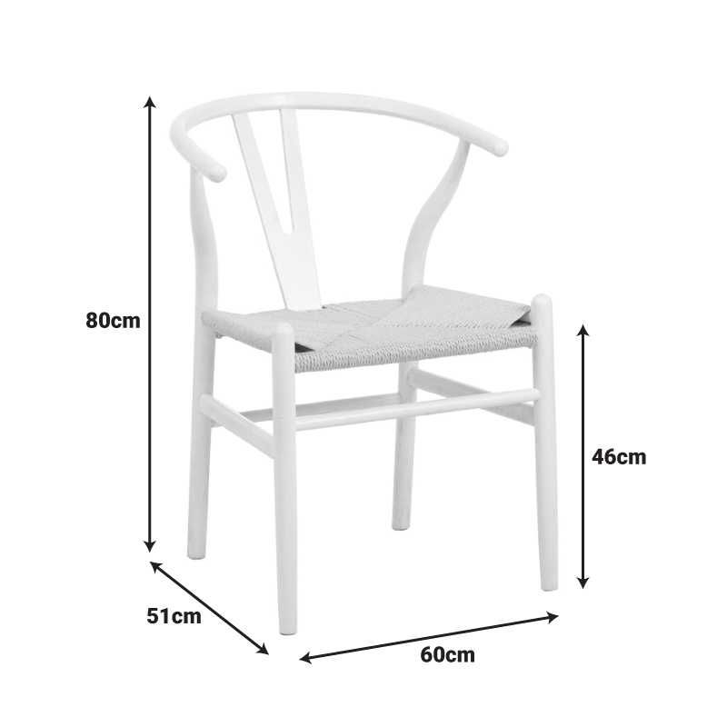 Стол, Wishbone chair, Бял, Черен, Натурален, Дърво, 60х51х80см.