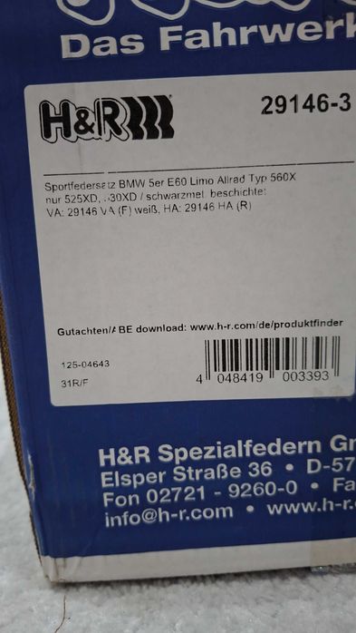 Спортни пружини H&R за BMW E60 XD!!!