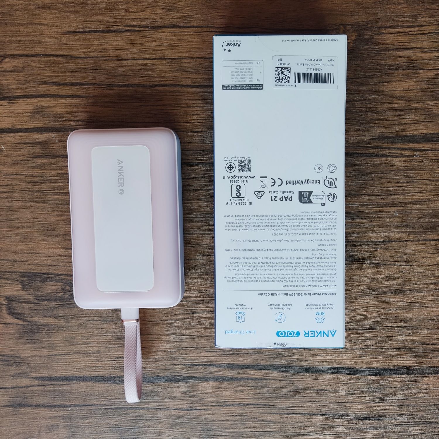 Anker Zolo Power Bank (20K, 30W, built-in USB-C cable) -- RECALLED
