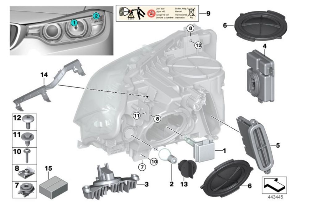 BMW seria 3 F30 F34 faruri Xenon / dynamic modul droser tms balast far