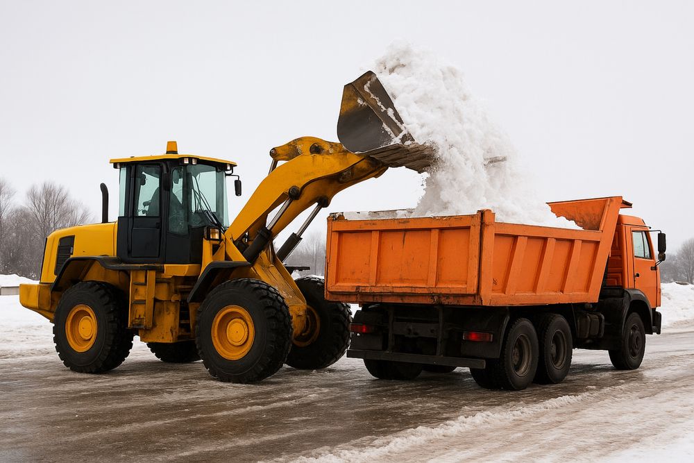 Погрузчик фронтальный . Уборка снега. Астана