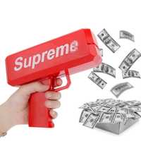НАЛИЧЕН! Пистолет за пари supreme + подарък банкноти