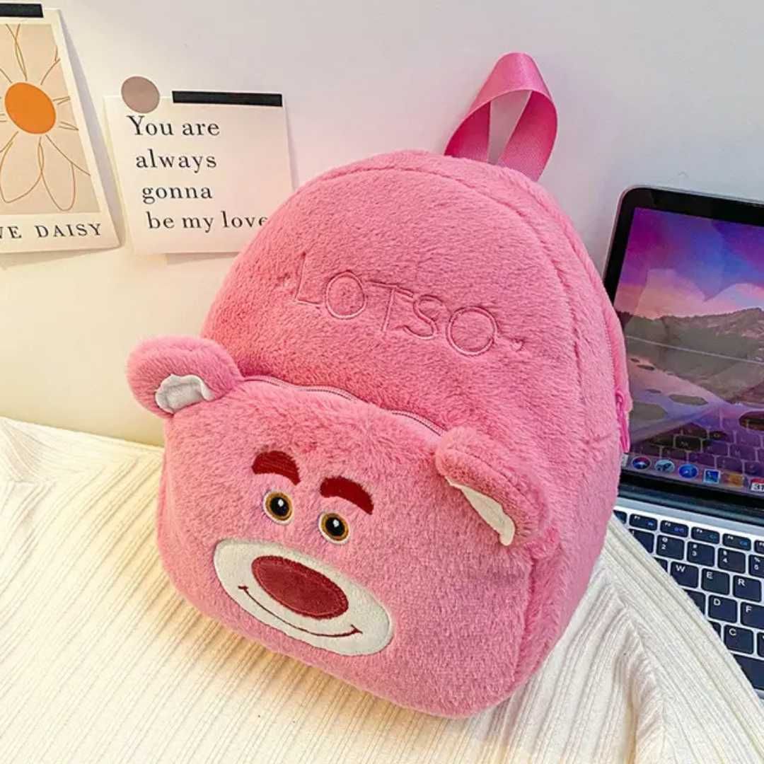 Детска чанта раница анимационни герои плюш с цип Hello Kitty НОВА !!!