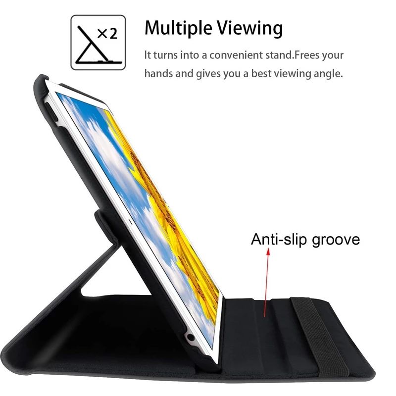 Husa iPad 10,2" 11" 10,9" 9,7" 10,5" Piele Ecologica Rotativa,Negru