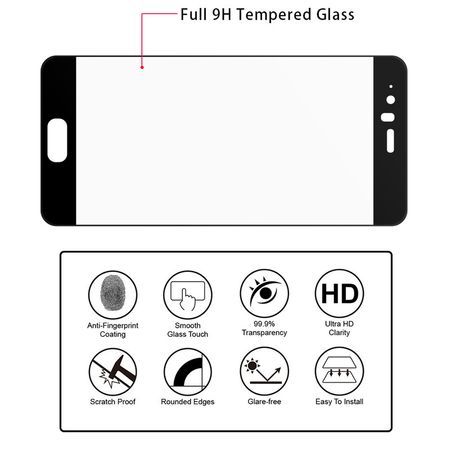 Folie sticla securizata 5D Full Glue pentru Huawei P10, Negru
