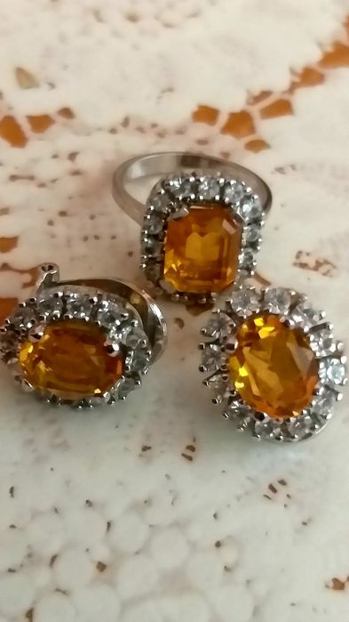 Vand superb set din argint cercei si inel