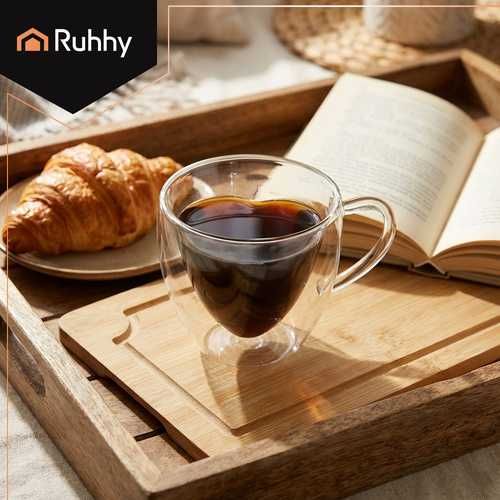 Чаши за кафе с двойно дъно - сърце / Стъклена термо чаша с двойно дъно