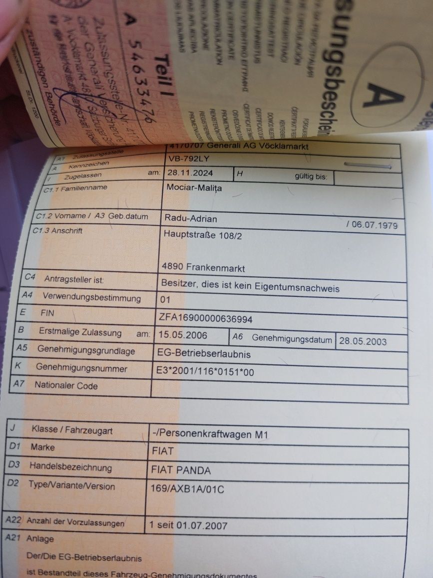 Vând Fiat panda  benzină