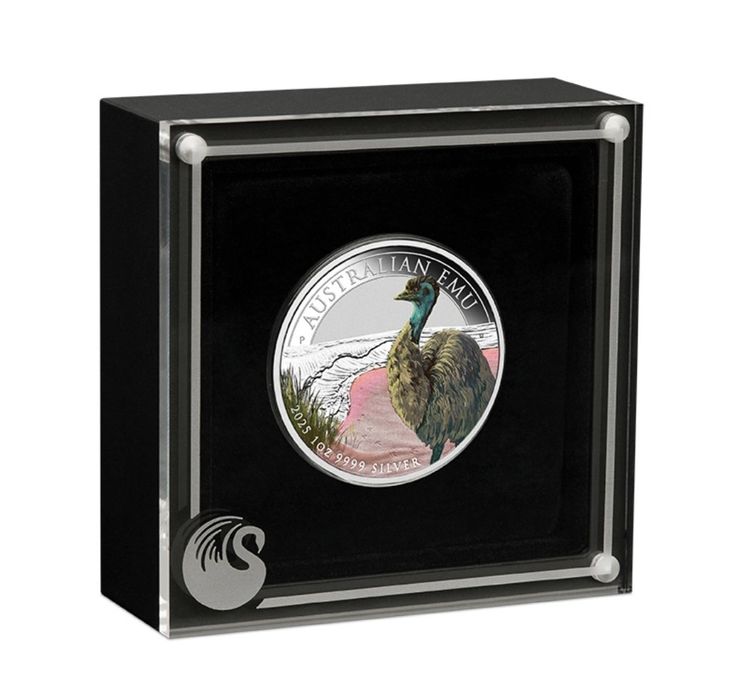 Сребърна монета, 1 oz,Australian Emu, цветна, 2025